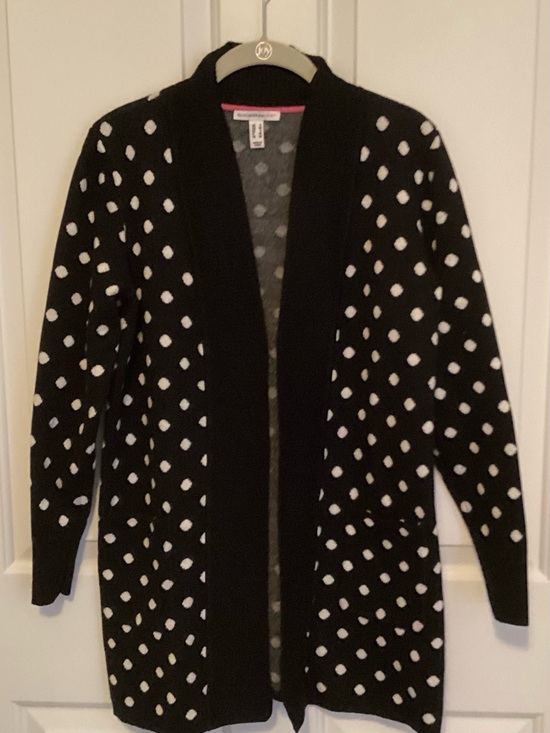 Isaac Mizrahi Sweaters - Isaac Mizrahi Black Cardigan with White Polka Dots